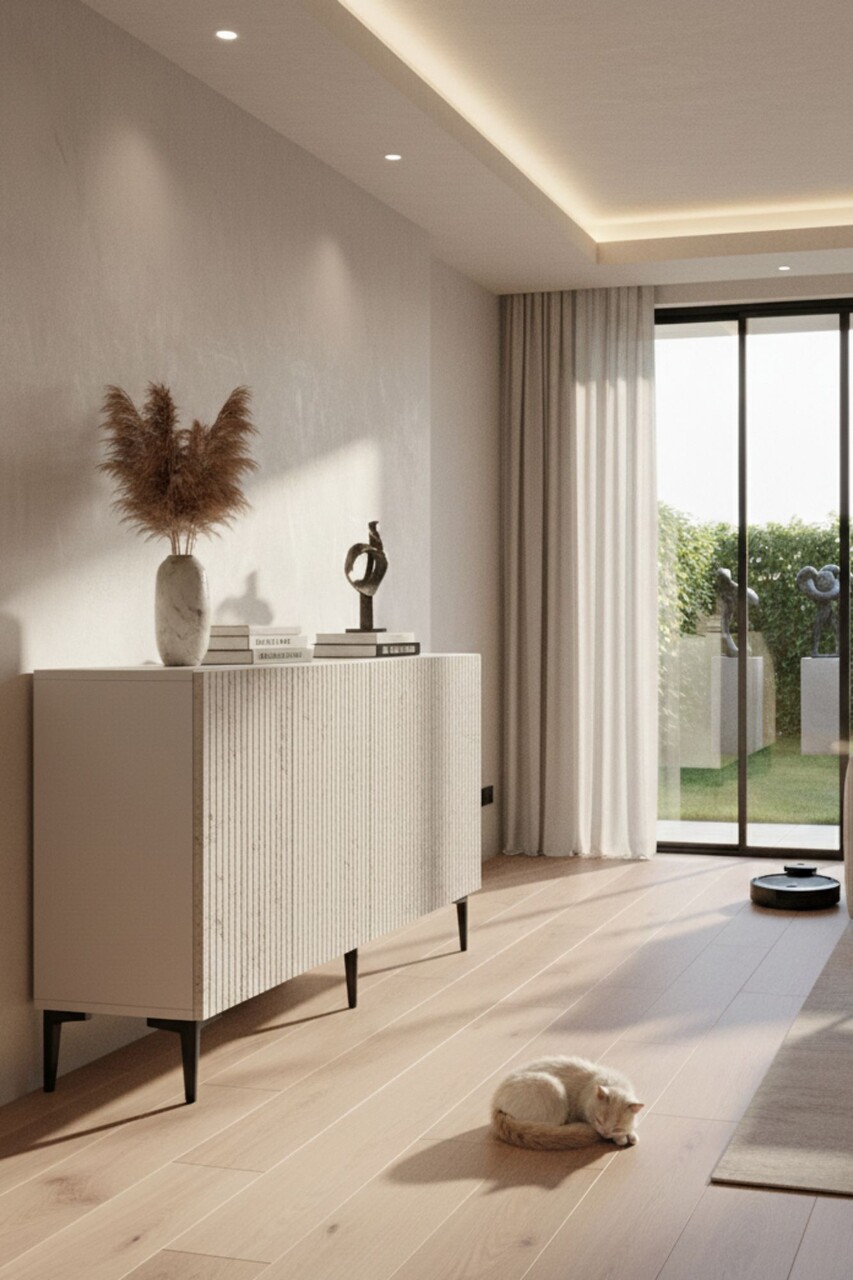 Consola, Hanah Home, Zeynep 150, 150x75x32 cm, PAL , Alb / Travertin - view 4
