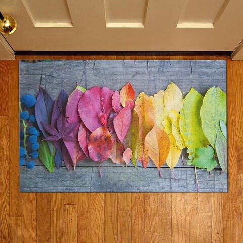 Covoras de intrare rainbow leaves, casberg, 38x58 cm, poliester, multicolor