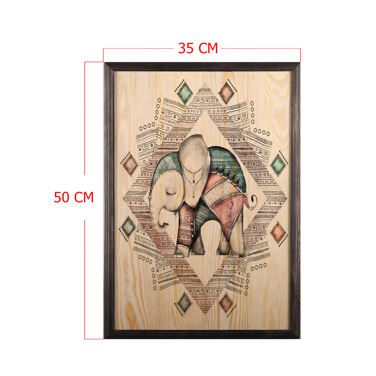 Tablou decorativ, Cute Elephant, Lemn, Lemn, Multicolor