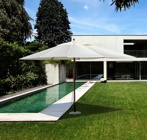 Umbrela pentru gradina/terasa Eclipse, Bizzotto, 400 x 300 x 270 cm, stalp 20 x 35 mm, aluminiu/poliester, natural