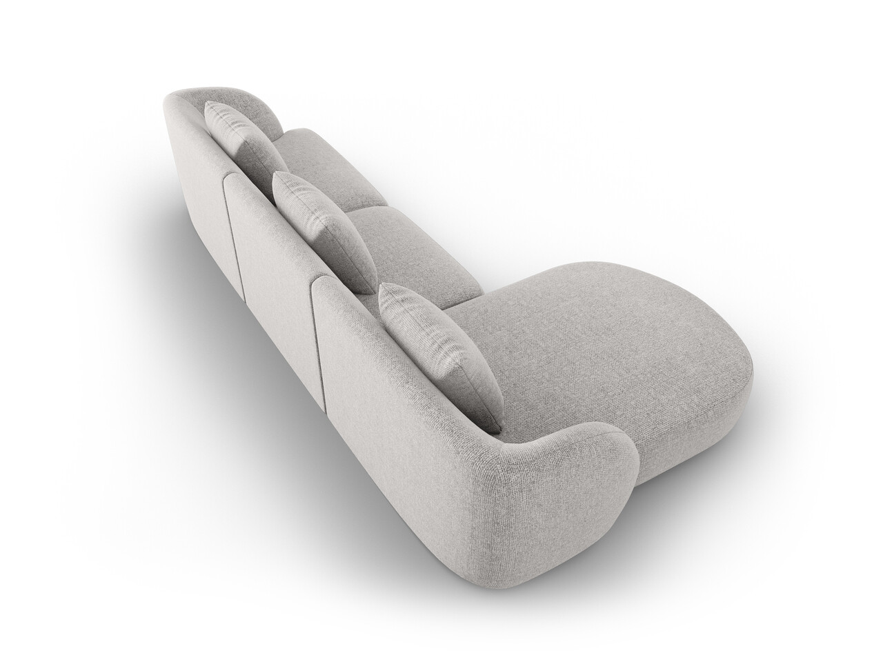 Coltar stanga 4 locuri, Tulum, Cosmopolitan Design, 255x156x70 cm, tesatura chenille, gri deschis