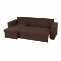 Coltar extensibil reversibil Oslo Dark Chocolate Beige Flower Bedora, cu lada de depozitare, 247x148x78 cm
