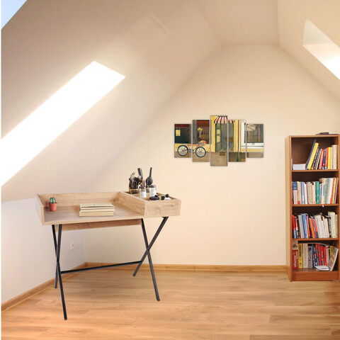 Birou, mod design, roma, 100x50x89 cm, stejar / negru