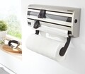 Suport pentru prosoape de bucatarie/folie aluminiu/folie plastic, Leifheit, Parat Royal, cu montare pe perete, 16 x 38 cm, inox/plastic