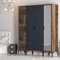 Dulap pentru haine, Hommy Craft, Kumsal PTR, 160x47.5x201.4 cm, PAL, Nuc / Antracit