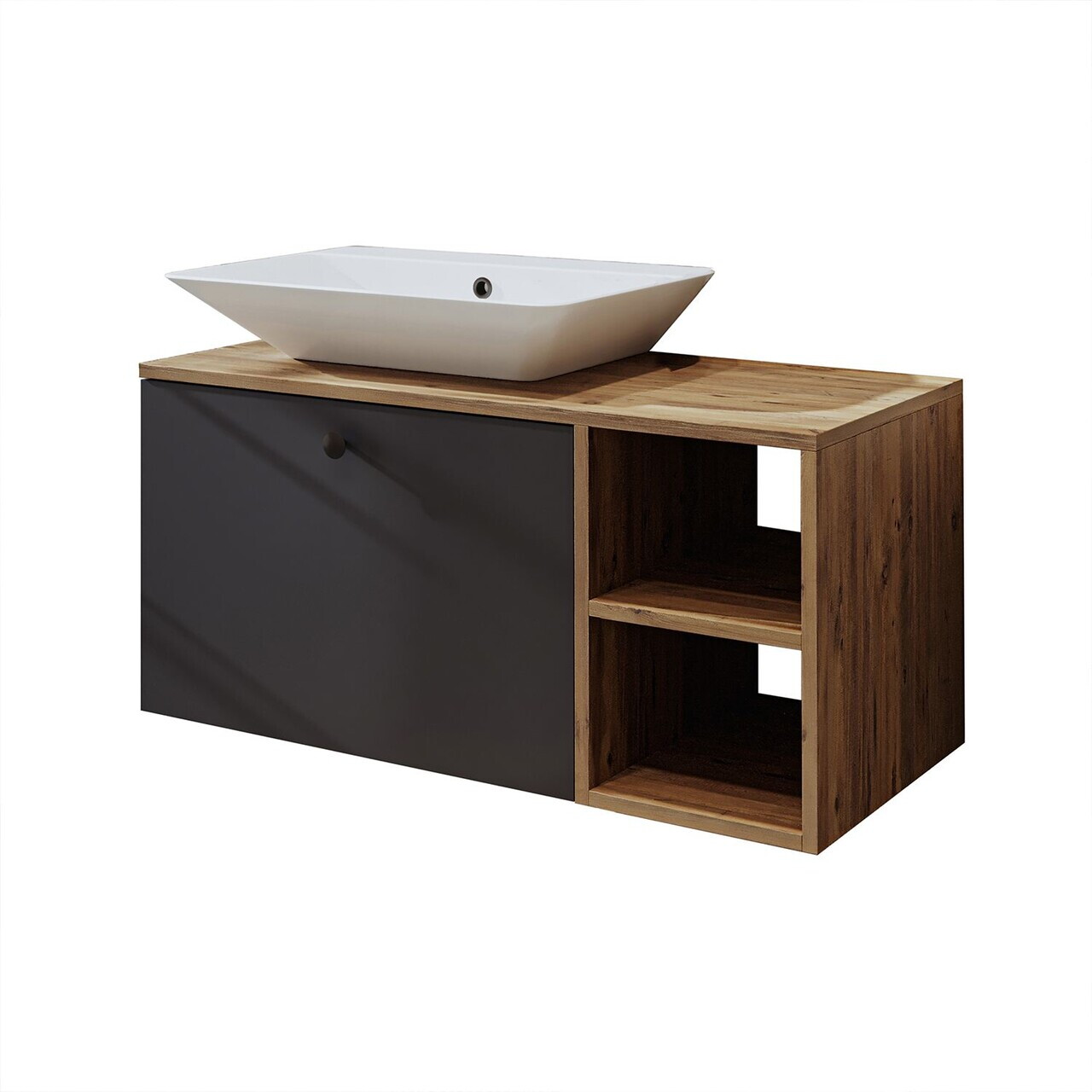 Dulap de baie cu chiuvetă, Hanah Home, 2454, 95x56.5x45 cm, MDF, Pin Atlantic / Antracit — imaginea 5