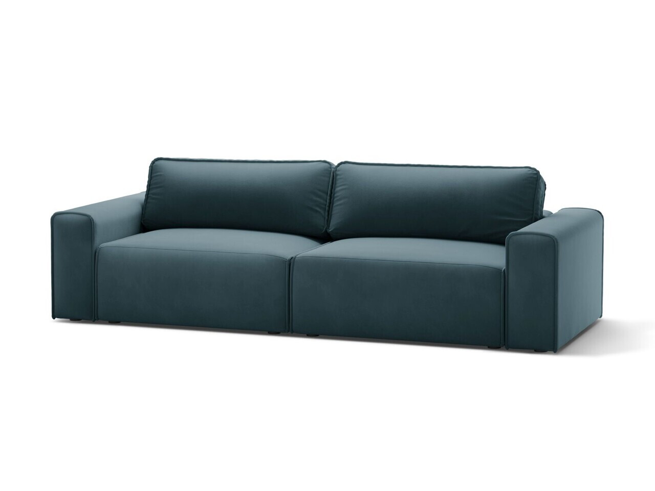 Canapea extensibila 3 locuri, Victor, Micadoni Home, 246x100x83 cm, catifea, albastru — imaginea 2