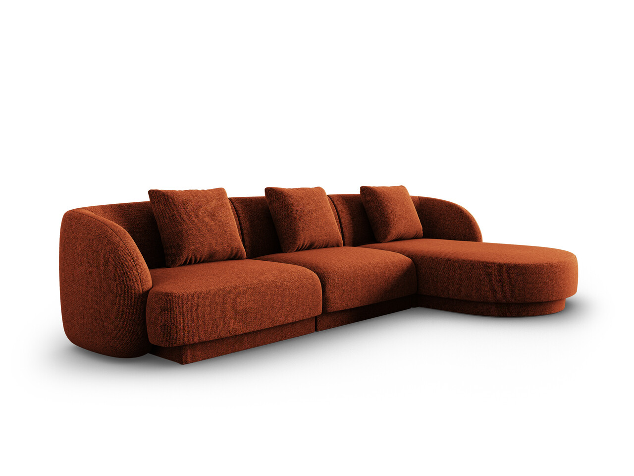 Coltar dreapta 4 locuri, Tulum, Cosmopolitan Design, 255x156x70 cm, tesatura chenille, teracota