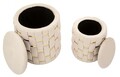 Set 2 taburete cu spatiu depozitare Shanty, Mauro Ferretti, 37x42 cm, 28x35 cm, fier/MDf/poliester, crem/auriu