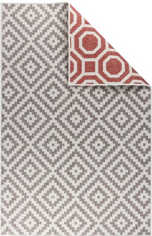 Covor cu doua fete titor, decorino, 120x180 cm, polipropilena, rosu/gri
