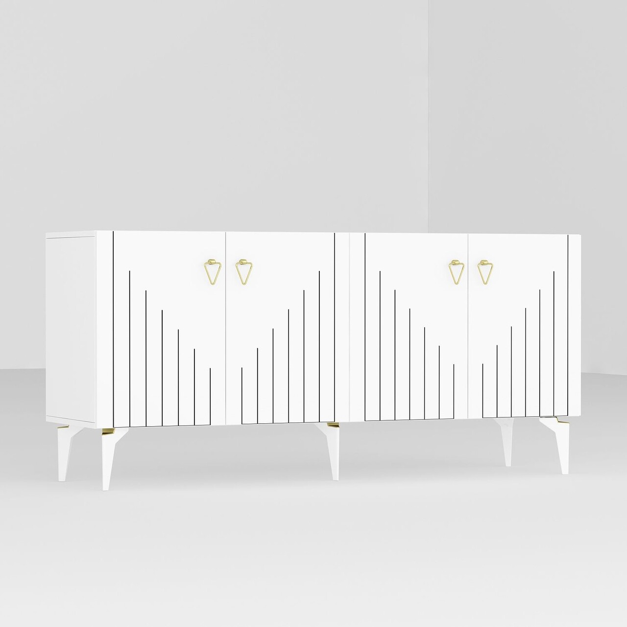 Consola, Hanah Home, Meda, 150x79x40 cm, PAL , Alb/Auriu - view 5