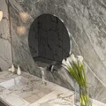 Oglinda decorativa, Siam, Oneas, 70x70x2.2 cm, MDF , Gri închis / Argintiu