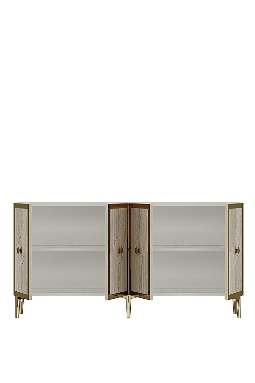 Consola, Hanah Home, Pega 150, 125x75x32 cm, White / Travertine / Gold — imaginea 7