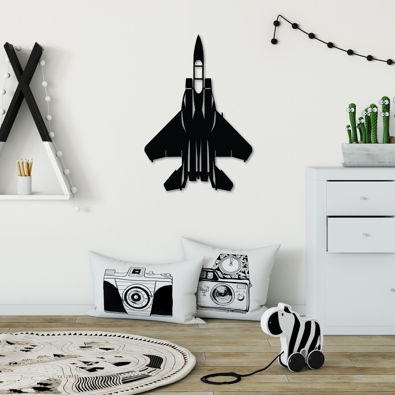 Decoratiune de perete, F-15, Dimensiune: 60 x 42 cm , Negru