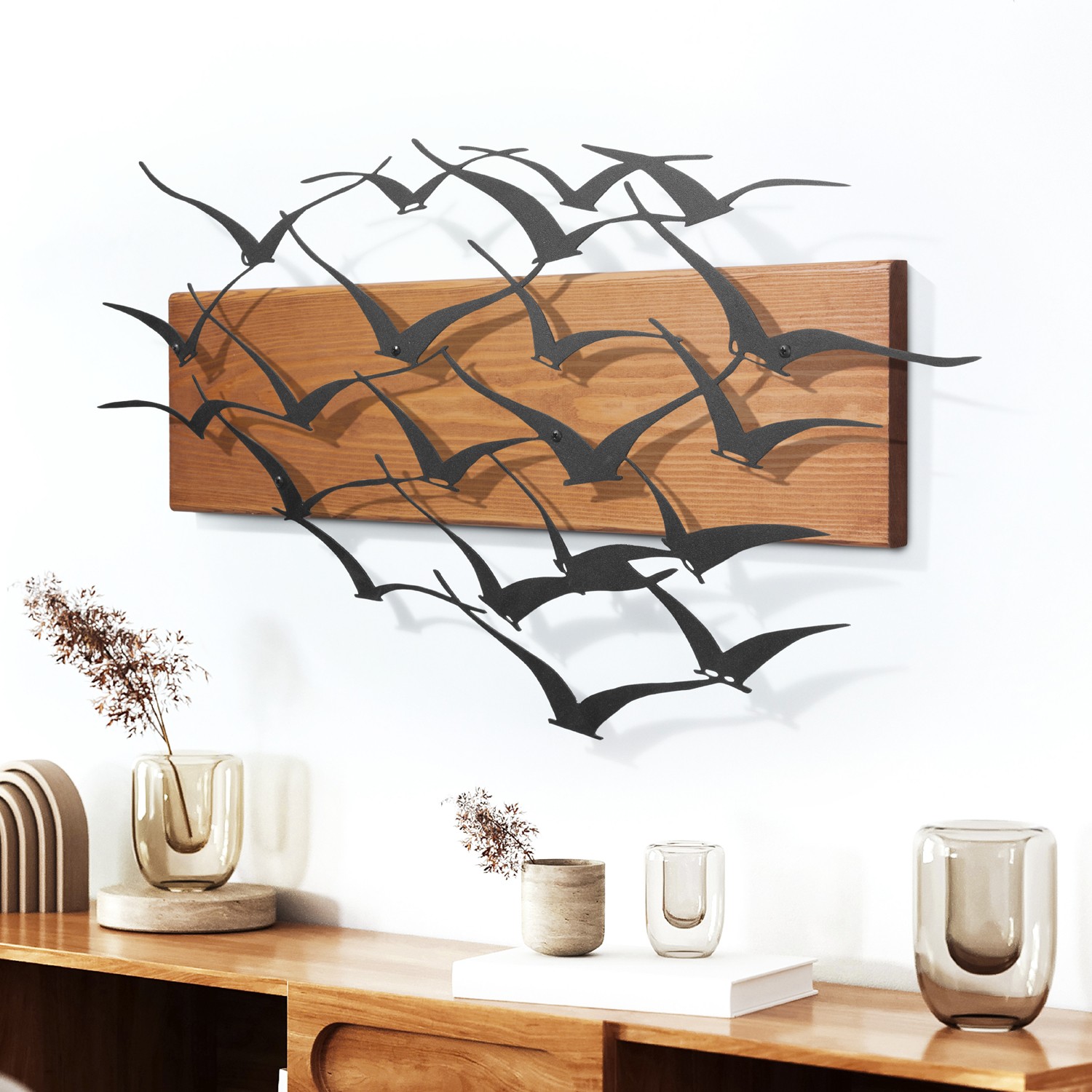Decoratiune de perete, Ventus, Cadru: Lemn (Grosime: 2 cm), Nuc negru
