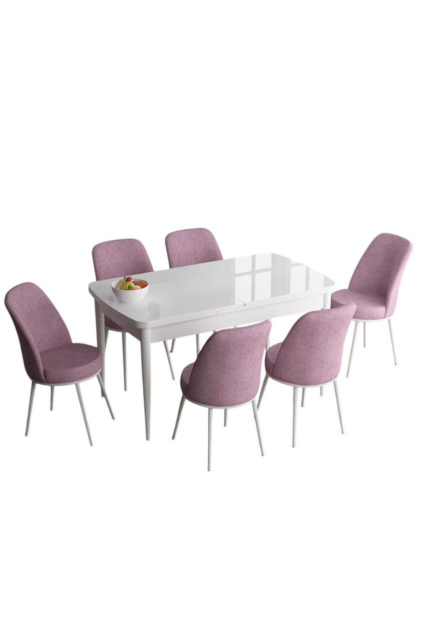 Set masa extensibila si scaune, Hanah Home, Han, Alb/Roz - view 2