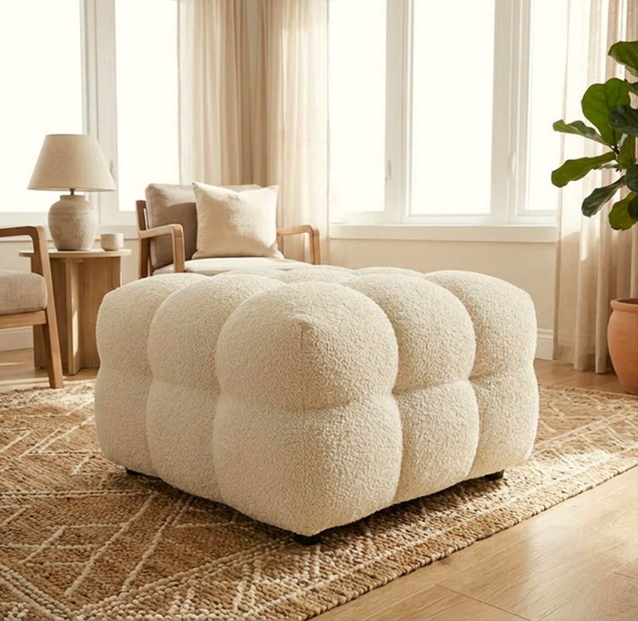 Pouf Bellezza 90x90x43 cm Ivory