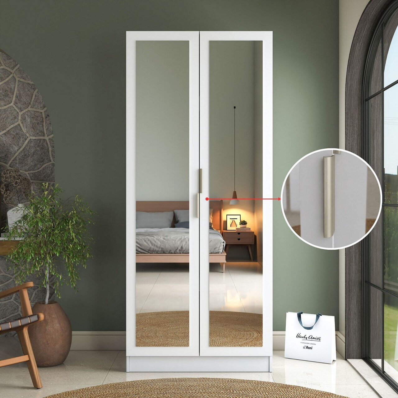 Dulap pentru haine, Hanah Home, BA231, 90x210x57.5 cm, PAL melaminat, Alb - view 4