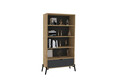 Corp biblioteca, Puqa Design, Numana, 83.6x160x30 cm, PAL, Stejar safir / Antracit