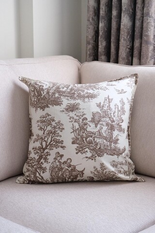 Husa de perna, BST059, 45x45 cm, 100% MATERIAL TEXTIL DE RAȚĂ, Maro/Alb