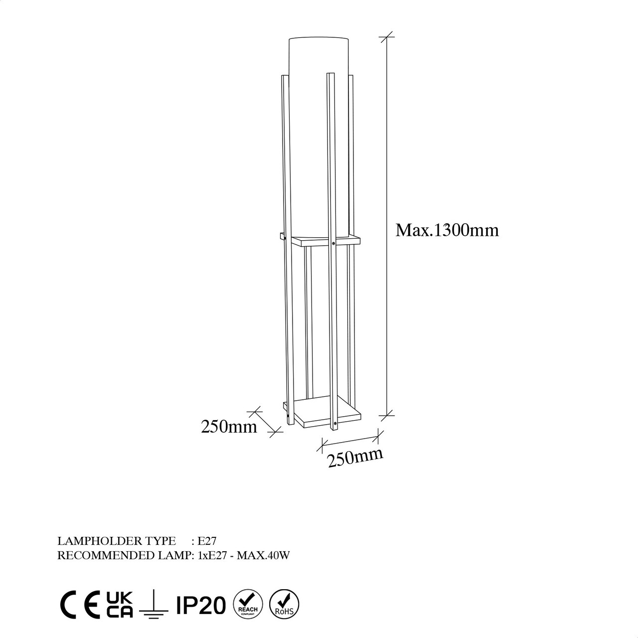 Lampadar, Lampana, 211LMP1112, Metal, Negru
