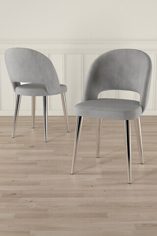 Set scaune (8 piese), Hanah Home, Pane, Gri/Crom