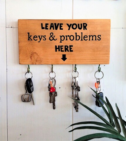Suport pentru chei, leave your keys, 30x15x1.8 cm, lemn , maro