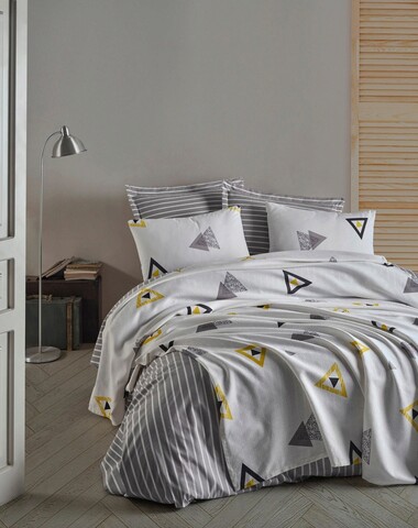 Set cuvertura pique dubla, Erois – White, EnLora Home, Bumbac bumbac imagine 2022