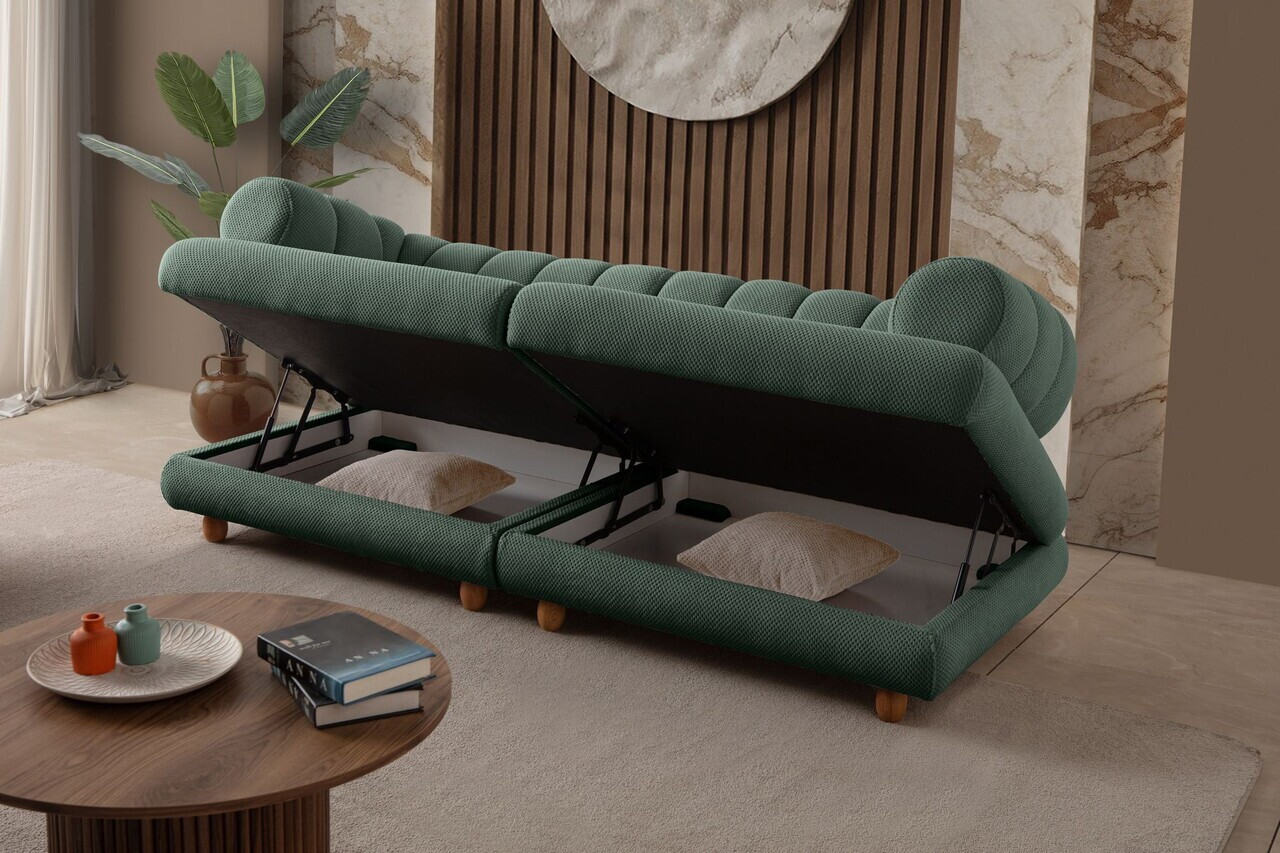 Canapea 3 locuri, Atelier del Sofa, 752EST1158, Lemn de carpen/PAL melaminat, Verde - view 4
