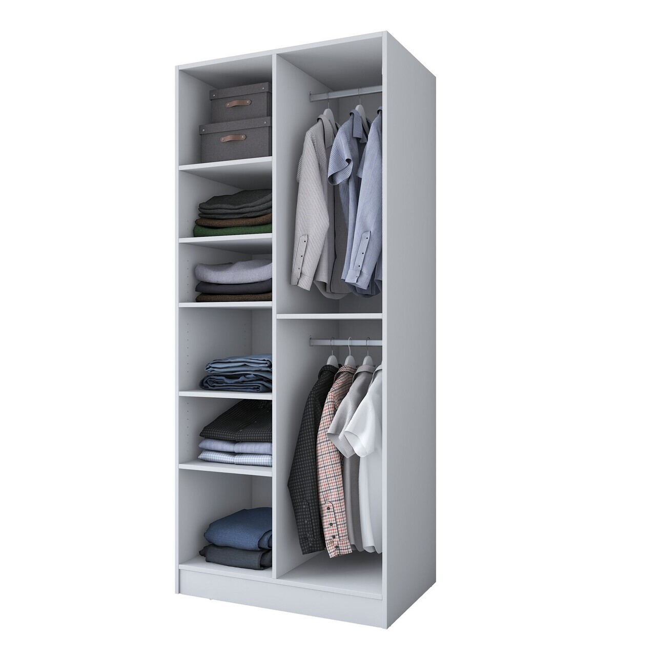 Dulap pentru haine, Hanah Home, BA220, 90x210x57.5 cm, PAL melaminat, Alb - view 9