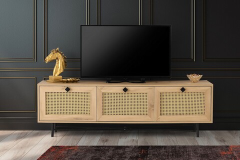 Comoda TV Alcazar, Kalune Design, 180x40x60 cm, natural/negru Comode