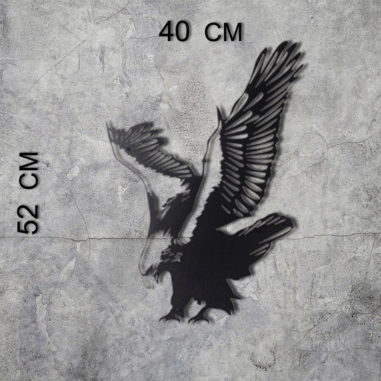 Decoratiune de perete, Eagle, Metal, Dimensiune: 52 x 40 cm, Negru - 2 | YEO
