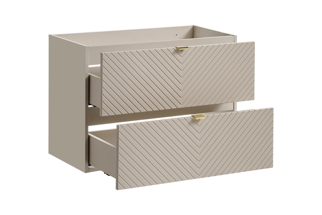 Set mobiler baie, dulap cu lavoar, 80 cm S Un Domi, Viva Cashmere, Comad, MDF/PAL laminat, casmir mat — imaginea 3