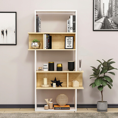 Corp biblioteca, Lagomood, Infy, 60x145x22 cm, Stejar alb Lagomood