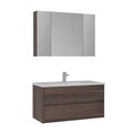 Set Dulap de Baie cu Chiuvetă și Oglindă (2 Piese), Hanah Home, Side 100 v3, Maro