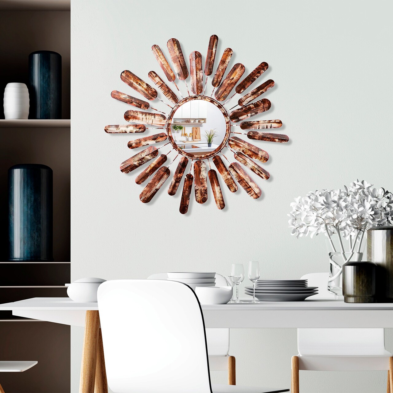 Oglinda decorativa, Mirror Sun 3, Dimensiuni: 75 x 75 x 4 cm, Multicolor - view 2
