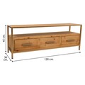 Masuta de cafea Creaciones Meng,  120x36x45 cm, lemn de brad/MDF/fier