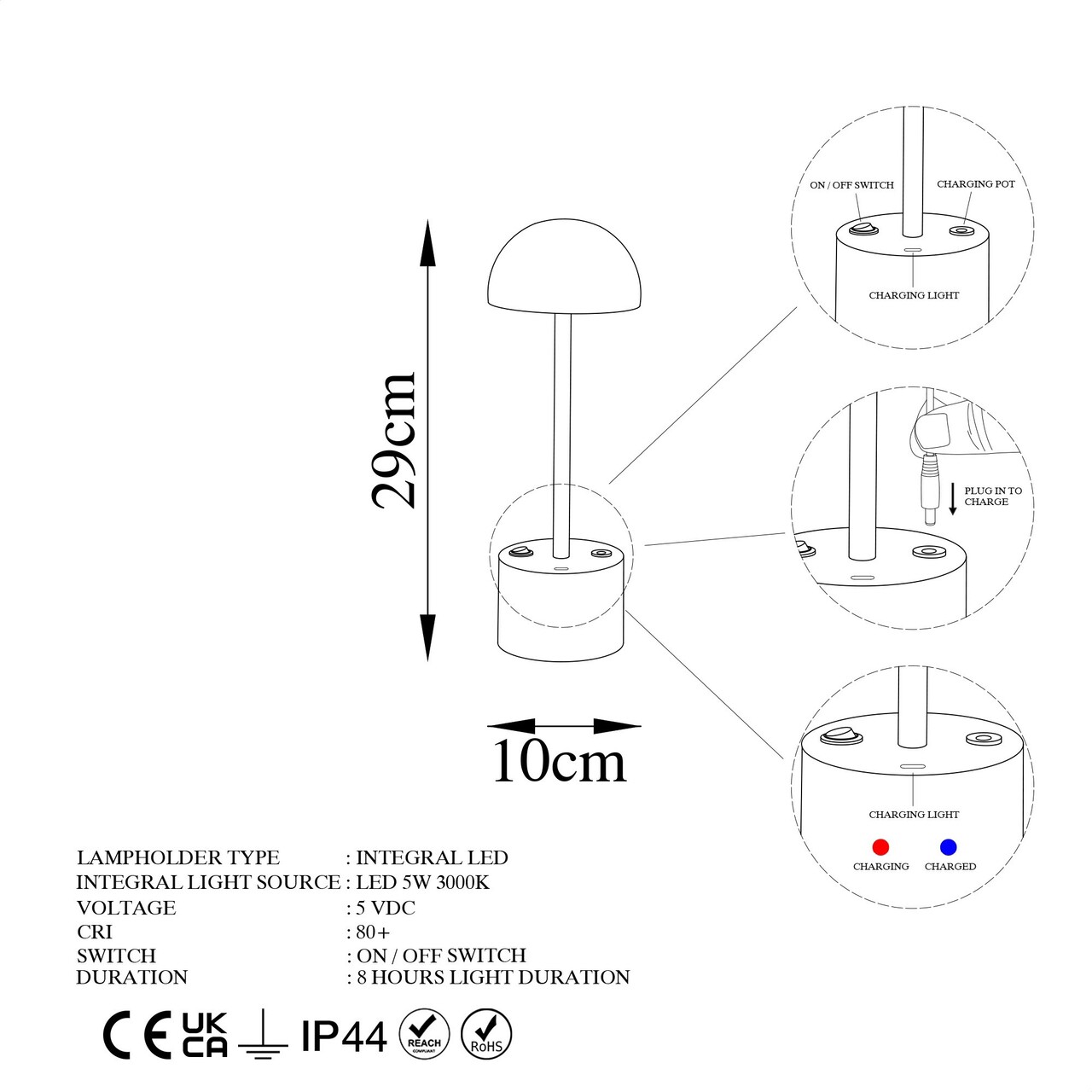 Lampa de masa, Fresno, 119FRS1427, Metal, Crom