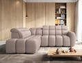 Coltar extensibil stanga 4 locuri ELTAP, LT-20XIL, Falconn, 258x208x107 cm, lemn/poliester, maro deschis