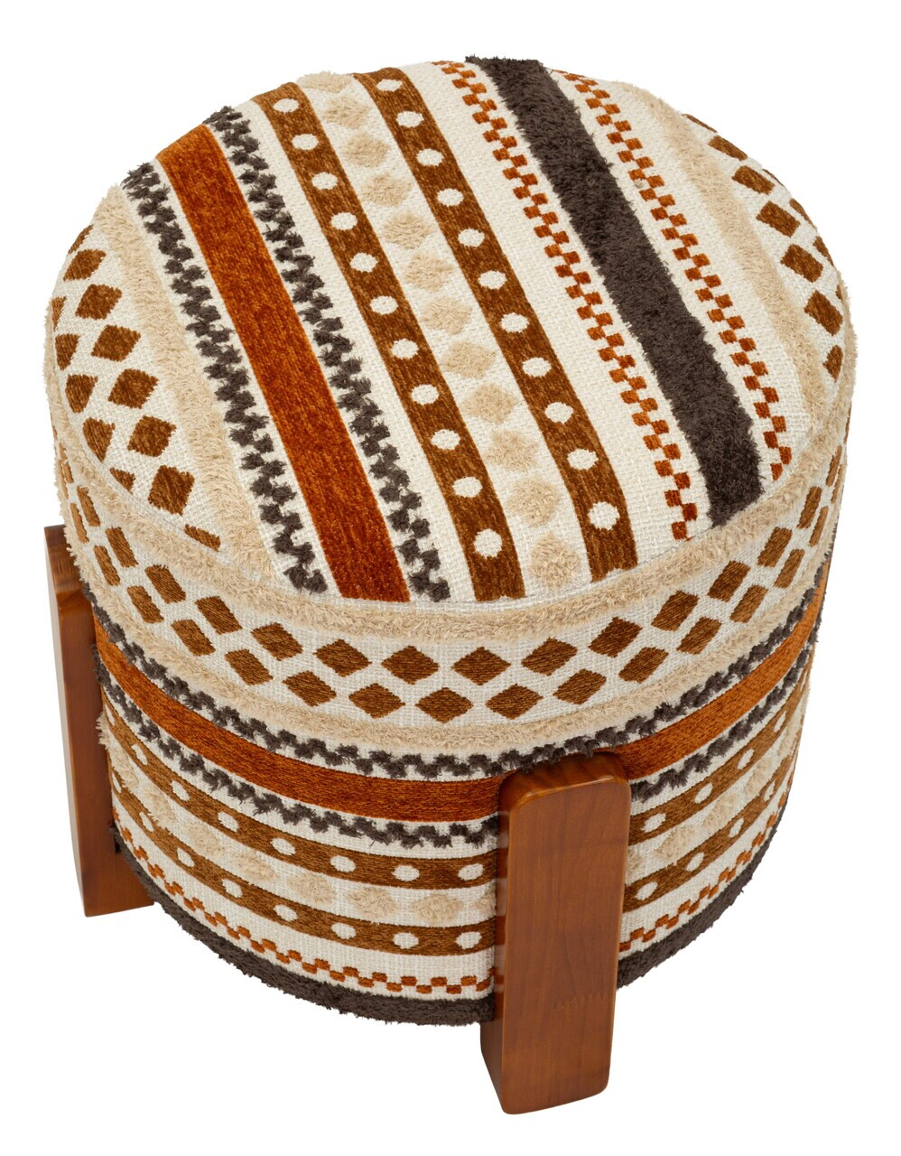 Taburet, Mauro Ferretti, Ethnic, 42x40 cm, poliester/lemn masiv, multicolor — imaginea 5