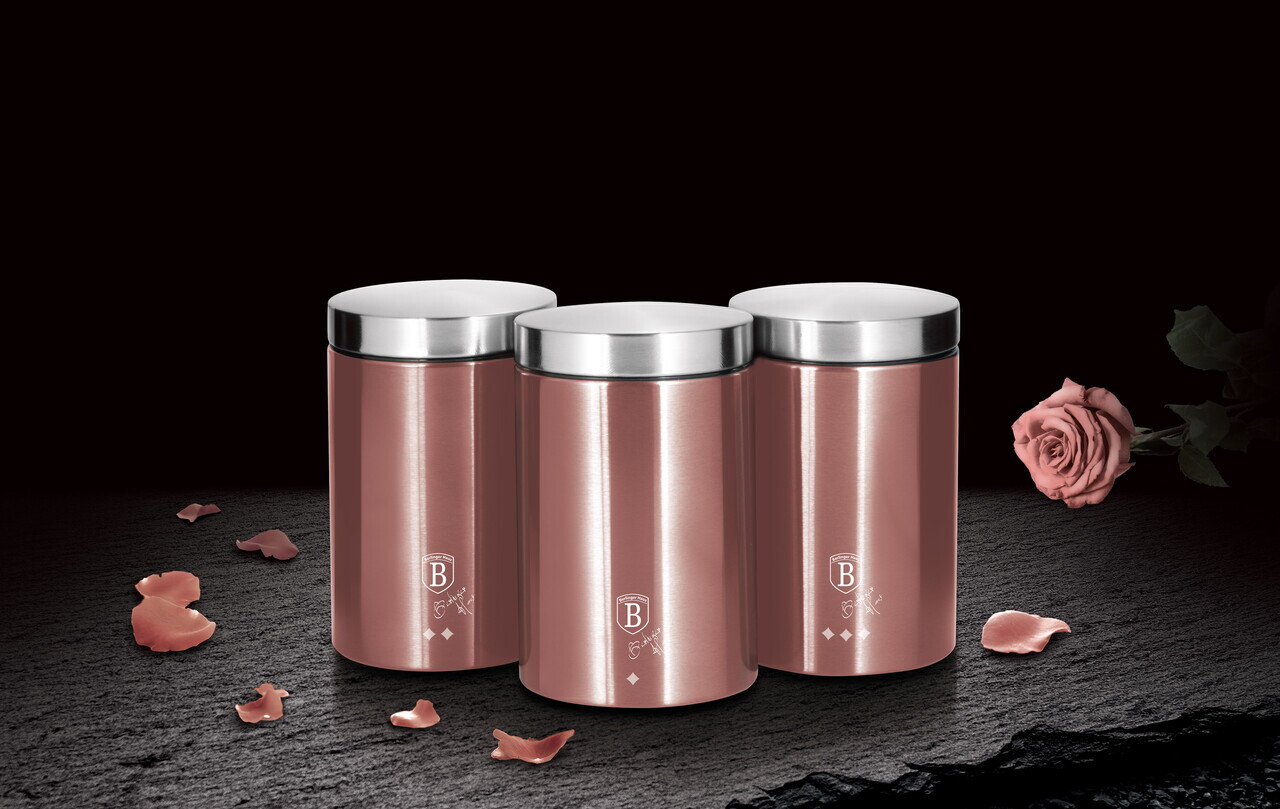 Set 3 recipiente depozitare Berlinger Haus, I-Rose, 11x17.8 cm, inox, roz/argintiu - imagine 7