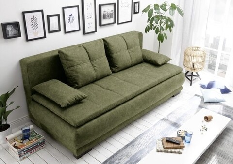 Poza Canapea extensibila, Sophie, Brego 77 Olive, 3 locuri, 208 x 93 x 105 cm, PAL/lemn/poliester, olive