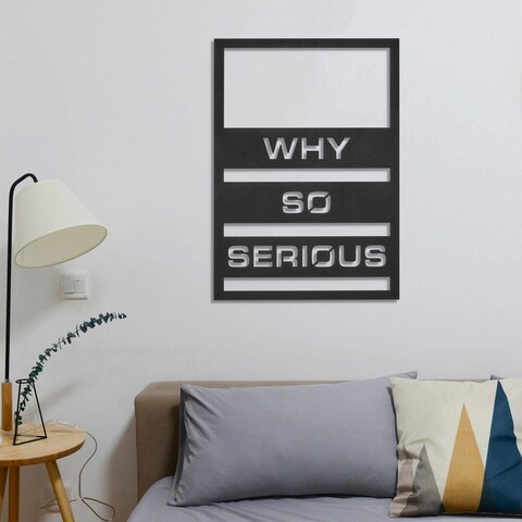 Decoratiune de perete, Why So Serious, Metal, 50 x 70 cm, Negru Ledena