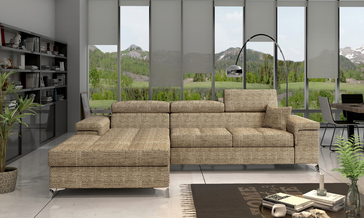 Coltar extensibil stanga 4 locuri ELTAP, Ric-05, Ricardo, 281x205x88 cm, lemn/poliester, bej - view 2