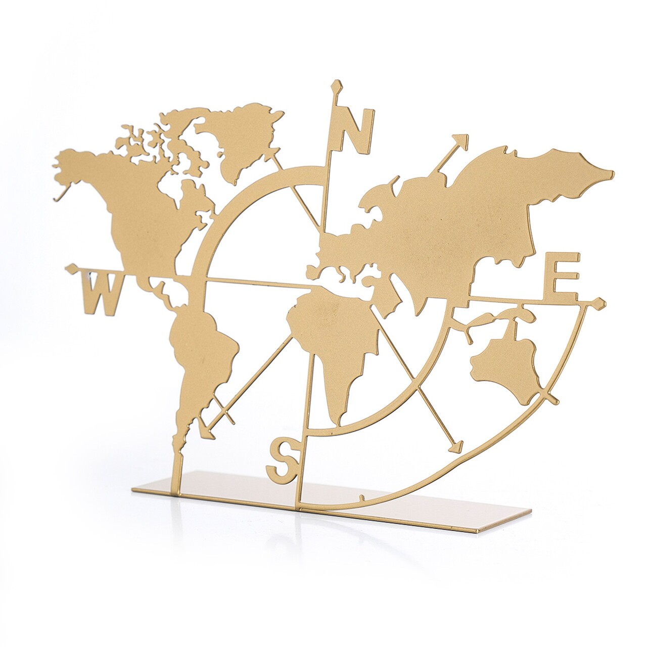 Decoratiune, World Map, 18x26 cm, Metal, Auriu - view 2