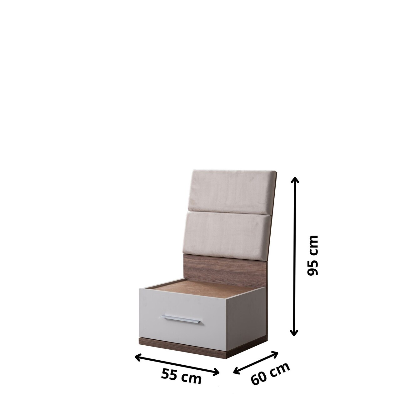Noptiera, Hanah Home, Milano, 55x95x60 cm, PAL, Alb/Maro - view 4