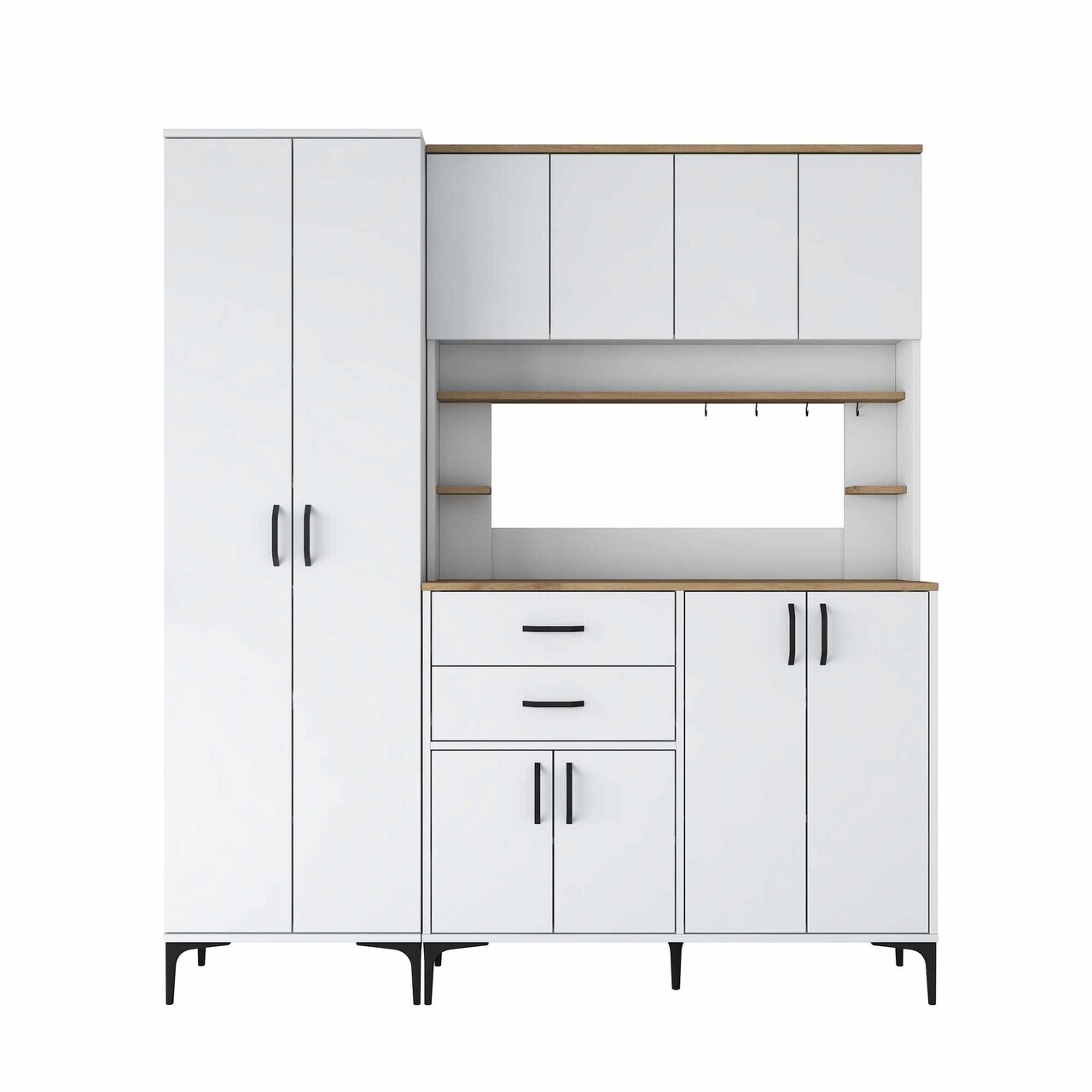 Dulap multifunctional, Hanah Home, JE264, 180x204.2x45 cm, Alb/Maro — imaginea 10