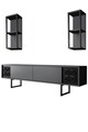 Comoda TV, Bexley, Black Line, 180x30x48 cm, PAL, Antracit / Negru