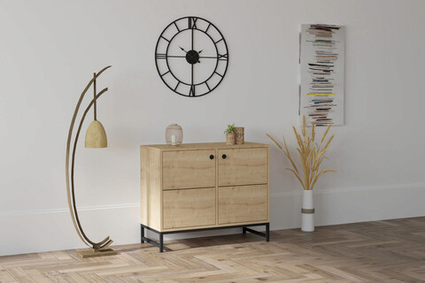 Consola, puqa design, sedef, 90x75x40 cm, pal, safir / negru