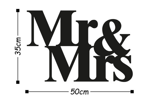 Decoratiune de perete, Mr & Mrs, Metal, Dimensiune: 50 x 35 cm, Negru